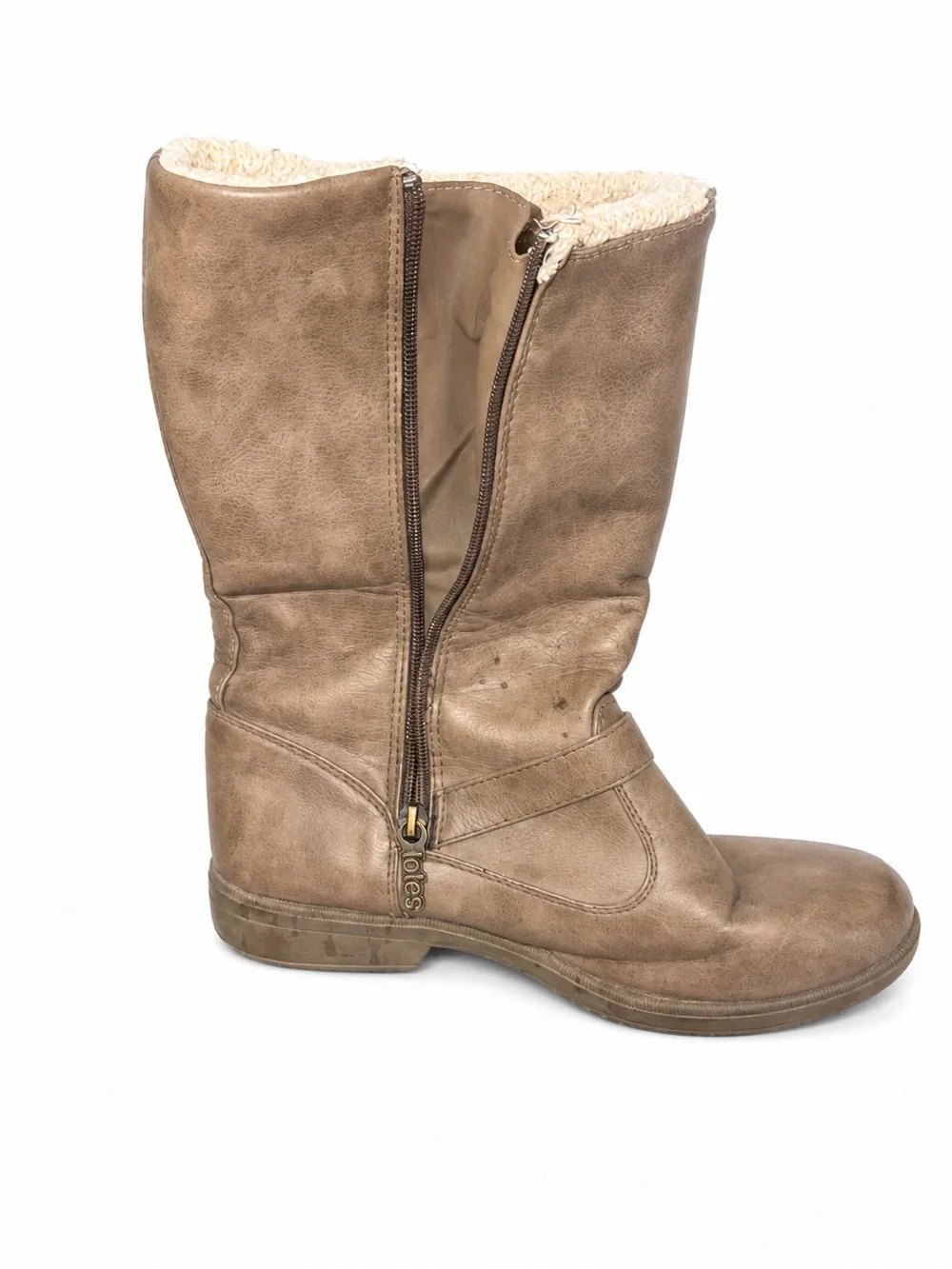 Totes Maggie Stone Taupe Sherpa-Lined Mid-Calf Boots | Size 9